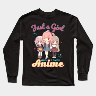 Just A Girl Who Loves Anime Kawaii School Girls Long Sleeve T-Shirt